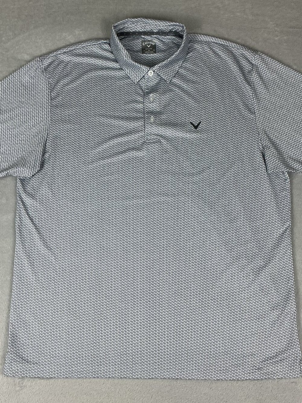 Callaway Polo Shirt Men's XL Opti-Dri Geometric Print, 1/4 Botton Gray.